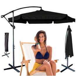 Parasol ogrodowy LUARO duży składany z wysięgnikiem 290cm czarny