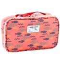 Piórnik Szkolny Organizer Kosmetyczka Dodatkowa Kieszonka Ryby Różowy 22,5cm