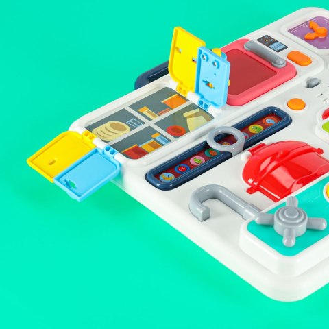 Tablica manipulacyjna sensoryczna montessori kuchnia zegar światło dźwięk