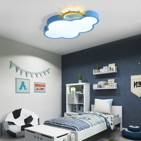 Lampa LED sufitowa plafon do pokoju dziecięcego ściemniana + pilot chmurka niebieska