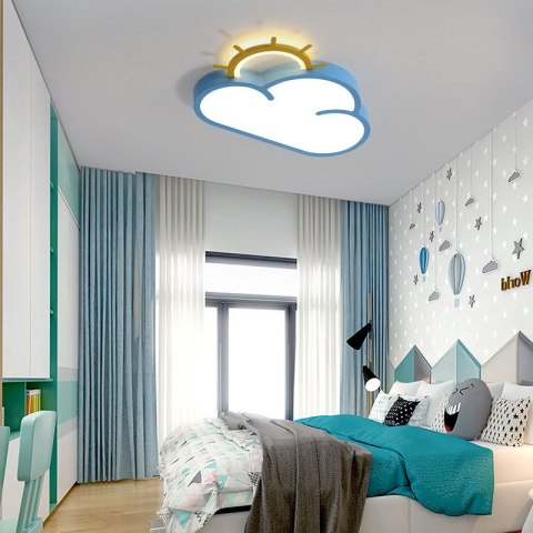 Lampa LED sufitowa plafon do pokoju dziecięcego ściemniana + pilot chmurka niebieska