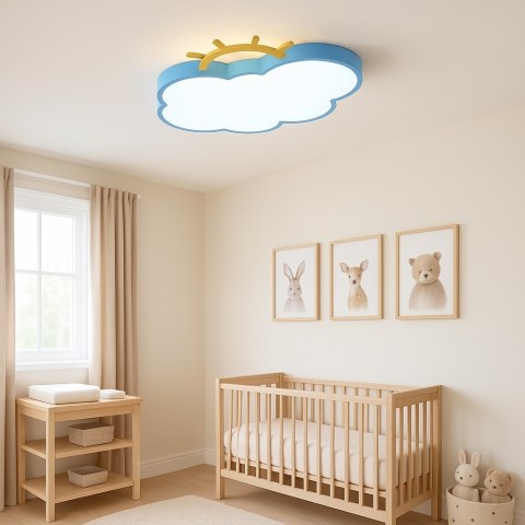 Lampa LED sufitowa plafon do pokoju dziecięcego ściemniana + pilot chmurka niebieska