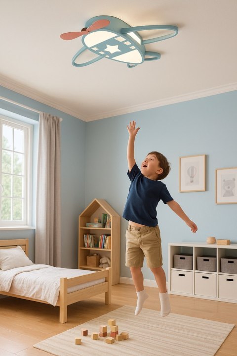 Lampa LED sufitowa plafon do pokoju dziecięcego ściemniana + pilot samolot