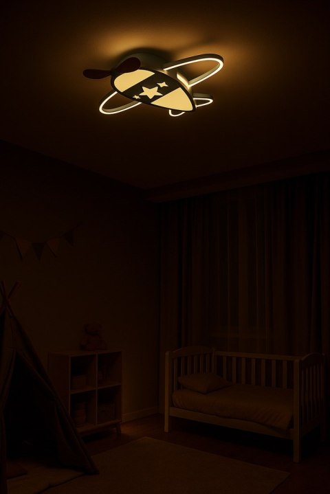 Lampa LED sufitowa plafon do pokoju dziecięcego ściemniana + pilot samolot