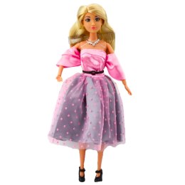 Lalka Anlily Suknia Balowa Jasnoróżowa W Kropki Ruchome Kończyny Blond