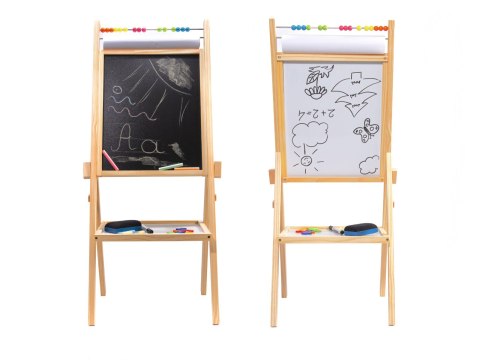 Tablica magnetyczna kredowa dwustronna drewniana literki kreda 38x37x90cm Tablica magnetyczna kredowa dwustronna drewniana literki kreda 38x37x90cm