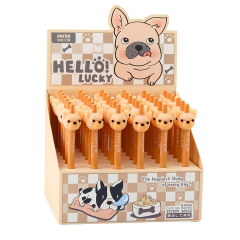 Długopis Żelowy Z Pieskiem Mops Niebieski Tusz Beżowy 0,5mm Długopis Żelowy Z Pieskiem Mops Niebieski Tusz Beżowy 0,5mm