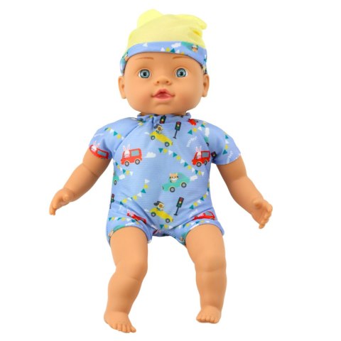 Lalka Bobas Niebieskie Ubranko z Wzorami Czapeczka z Uszami 31cm Lalka Bobas Niebieskie Ubranko z Wzorami Czapeczka z Uszami 31cm