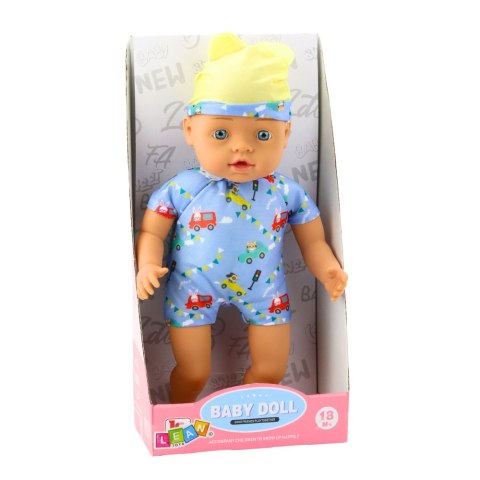 Lalka Bobas Niebieskie Ubranko z Wzorami Czapeczka z Uszami 31cm Lalka Bobas Niebieskie Ubranko z Wzorami Czapeczka z Uszami 31cm
