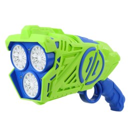Pistolet Na Bańki Mydlane Na Baterie Światła LED Niebiesko-Zielony