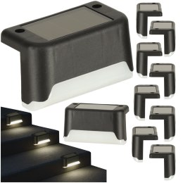 Lampa solarna schodowa ogrodowa zewnętrzna LED na schody czujnik zmierzchu 8 sztuk