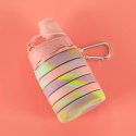 Butelka na wodę bidon silikonowy składany z uchwytem sportowy 500ml tęczowy