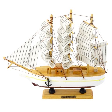 Model Kolekcjonerski Dekoracyjny Statek Żaglowiec Trójmasztowy Biały 24x23cm