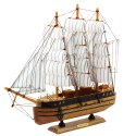 Model Kolekcjonerski Dekoracyjny Statek Żaglowiec Trójmasztowy Biały 39x36cm
