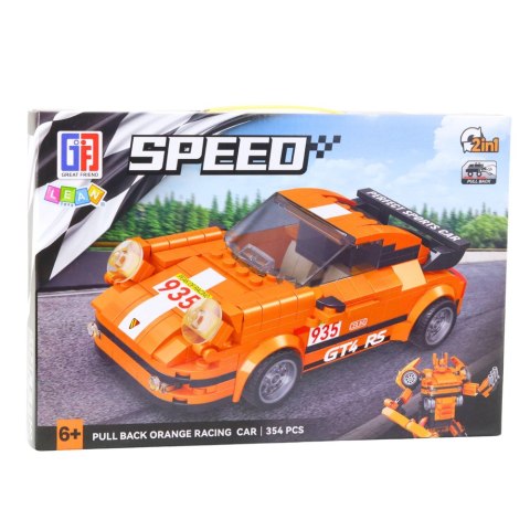 Klocki Konstrukcyjne Auto Robot 2w1 Pomarańczowy Napęd 354 el. Klocki Konstrukcyjne Auto Robot 2w1 Pomarańczowy Napęd 354 el.