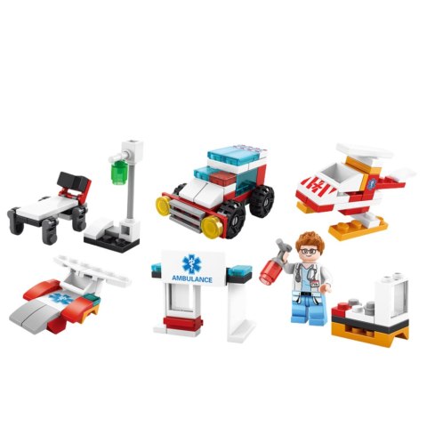 Klocki Konstrukcyjne Zestaw Ratowniczy Ambulans Pogotowie 6w1 122 el. Klocki Konstrukcyjne Zestaw Ratowniczy Ambulans Pogotowie 6w1 122 el.