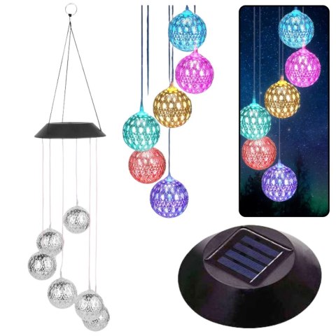 Lampki Solarne Ogrodowe LED Dzwonki Kule Marokańskie 70cm