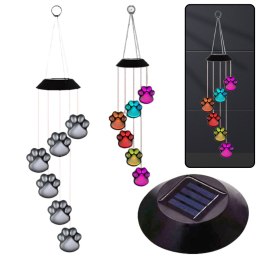 Lampki Solarne Ogrodowe LED Dzwonki Psie Łapy Kolorowe 70cm