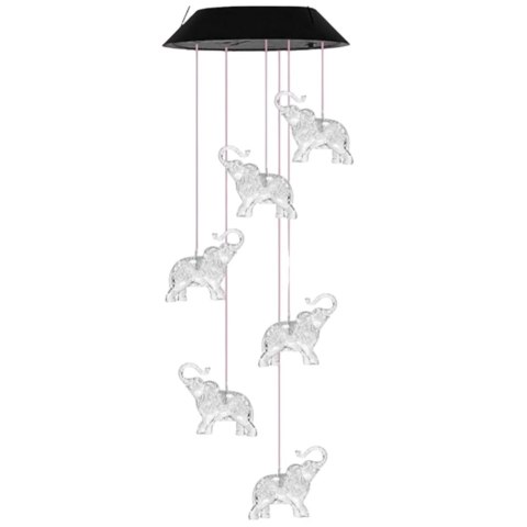 Lampki Solarne Ogrodowe LED Dzwonki Słoniki Kolorowe 70cm