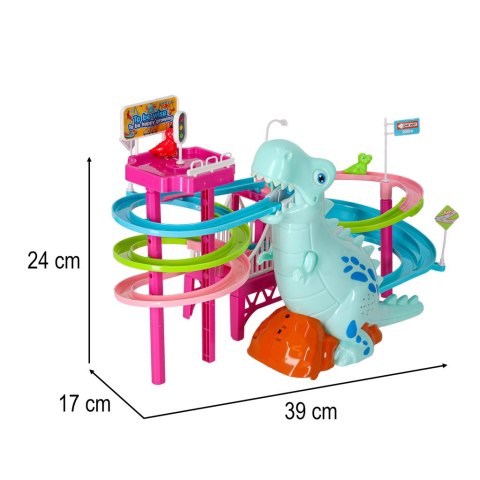 Tor wyścigowy dinozaur zjeżdżalnia ruchome schody LED dźwięk