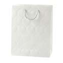Torba Prezentowa Elegancka Tłoczone Serca Pastelowa 23 x 18 x 10,5 cm