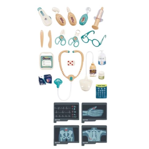 Zestaw Doktora Akcesoria Medyczne RTG EKG Światła Dźwięki 26 el.