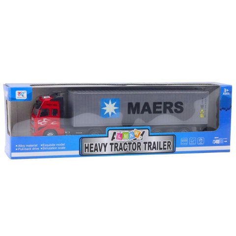 Ciężarówka Kontener Z Napędem Pull-Back Otwierane Drzwi Szaro Czerwona