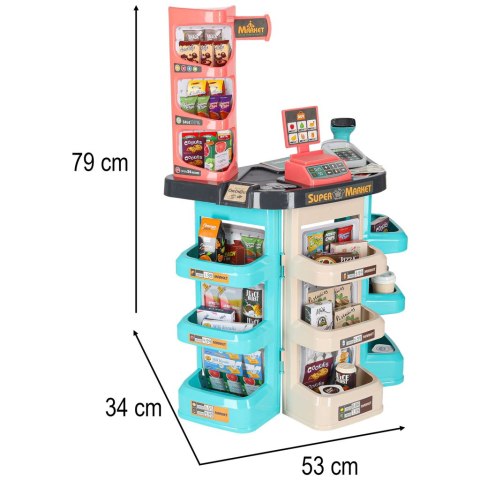 Sklep dla dzieci supermarket stragan wózek na zakupy akcesoria miętowy