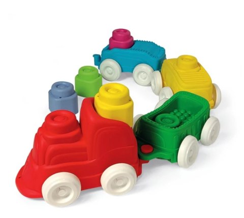 Clemmy Kolorowy Pociąg Sensoryczny Lokomotywa Wagony Klocki 70cm Clementoni 17961