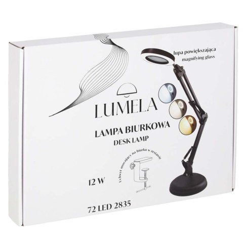 Lampka na biurko biurkowa LED z lupą szkło powiększające obrotowy wysięgnik 2 sposoby mocowania