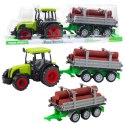 Traktor Rolniczy Farmerski Z Przyczepą Do Drewna Kłody Zielony
