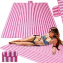 Mata plażowa wodoodporna koc piknikowy plażowy składany torba XXL 200x200cm różowa