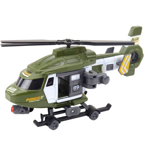 Helikopter Wojskowy Militarny Hak Nosze Światła Dźwięki Khaki 1:16