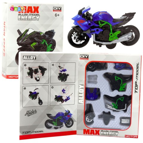 Motocykl Do Składania Skręcania Metal 1:14 DIY Zielono-Niebieski
