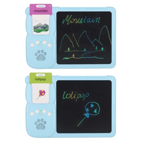 Nauka języka angielskiego czytnik kart do nauki słówek fiszki znikopis niebieski