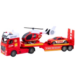 Zestaw Straż Ciężarówka Helikopter Samochód Światła Dźwięki