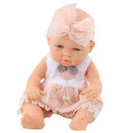 Lalka Bobas W Różowej Sukience Opaska Ruchome Rączki Nóżki 30cm