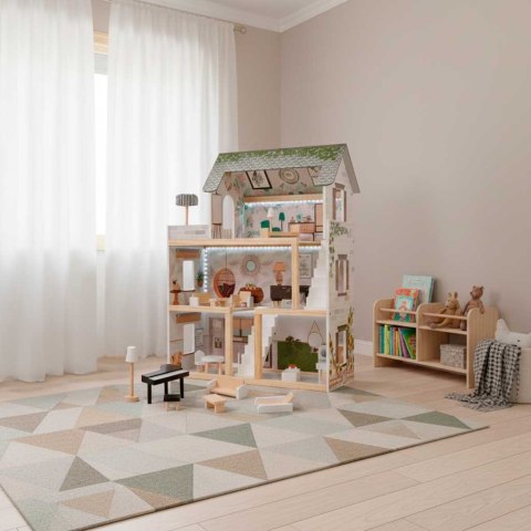 Duży Domek dla Lalek Drewniany XXL Boho LED 78cm LULILO FLORO + Mebelki Prezent dla Dziewczynki