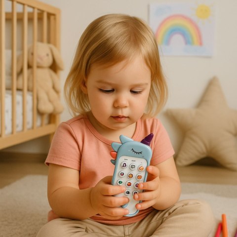 Dziecięcy Telefon Edukacyjny Światła Dźwięki Melodie Niebieski