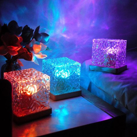 Lampka Nocna LED Projektor Zorza Fale RGB 16 Kolorów Pilot