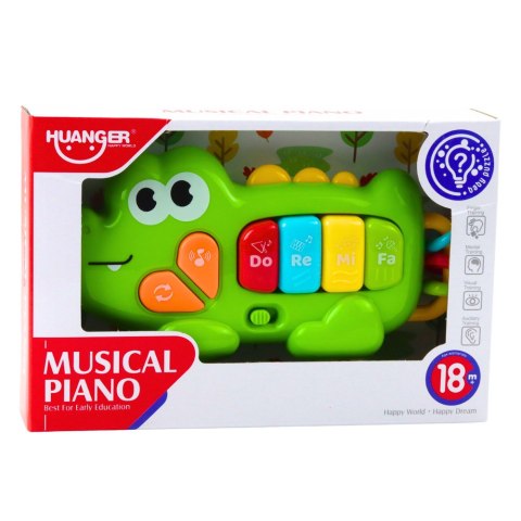 Muzyczne Pianinko Interaktywne Dla Malucha Krokodyl Koraliki Zielony