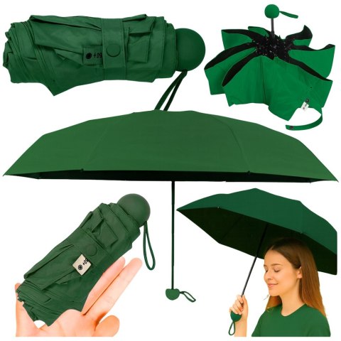 Parasolka Kieszonkowa Składana z Ochroną UV UPF 50+ Etui Zielona 90 cm