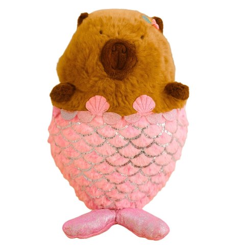 Pluszowa Maskotka Przytulanka Kapibara Syrenka Różowa 28cm
