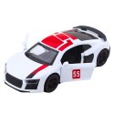 Samochód Sportowy Metalowy Napęd Pull Back Światła Dźwięki Biały 1:43