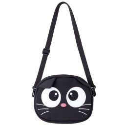 Torba Saszetka Kot Zasuwana Kieszeń Regulowany Pas Czarna 21 x 16 cm