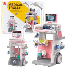 Zestaw Doktor Dentysta Wózek Medyczny Światła Różowy 26 el.