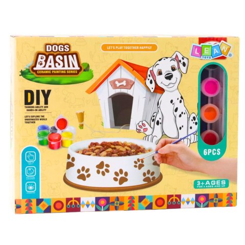 Zestaw Kreatywny Miska Dla Psa Do Malowania Farbki Pędzelki DIY 6 el.