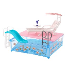 Zestaw Letni Resort Dla Lalek Basen Zjeżdżalnia Leżaki Parasol