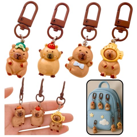 Zestaw Mini Breloczki Kapibara Figurki Ozdoby Do Kluczy 4 szt.