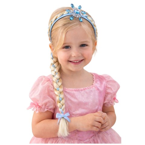 Opaska Z Długim Warkoczem Niebieska Wstążka Diamenty Śnieżynka 50 cm